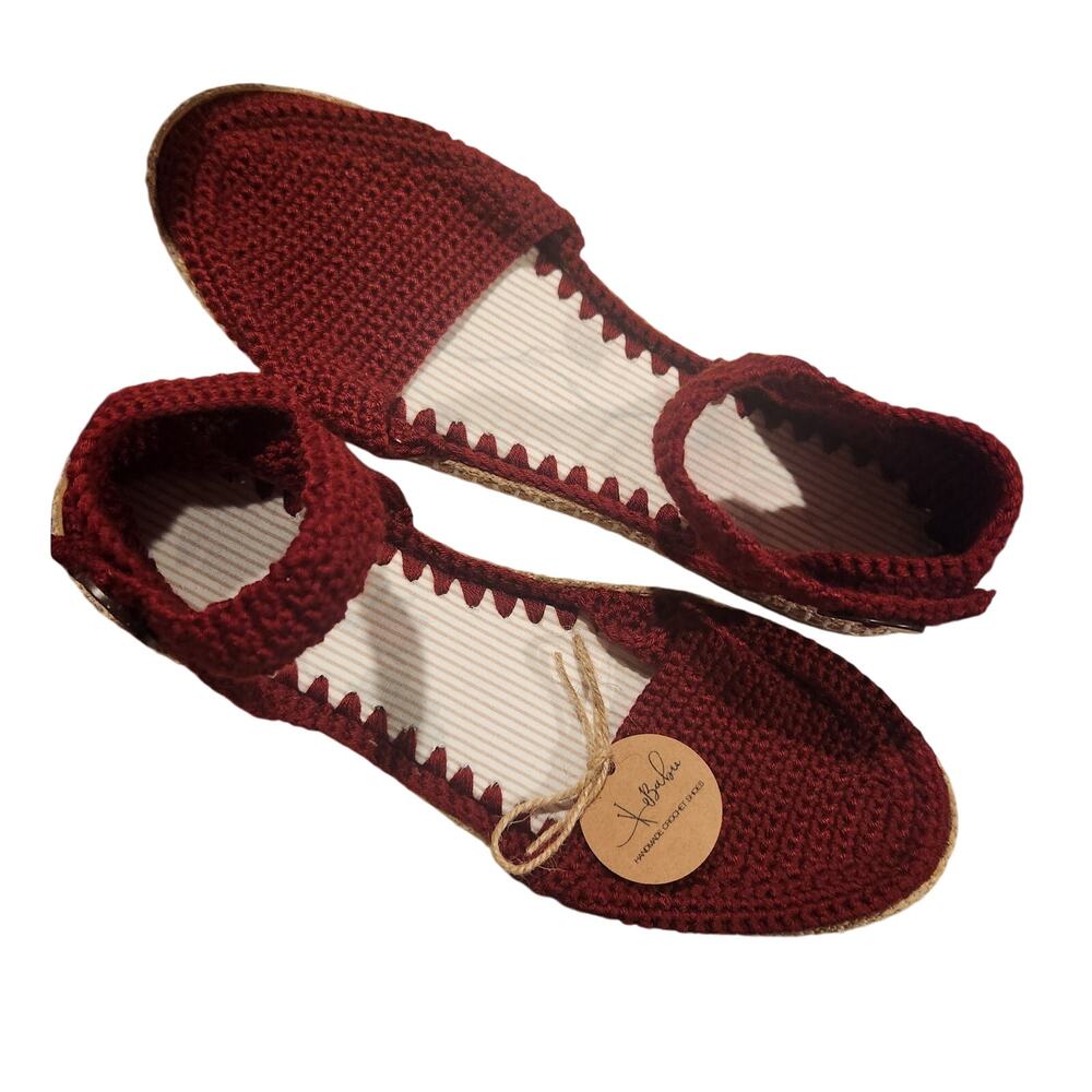 Fall Sandals Handcrafted Crochet‎ Shoes, hand knitted Size 9.5
